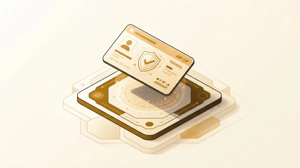 Document with shield and checkmark symbolizing secure identity verification